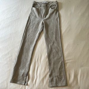 ZARA GRAY FAUX SUEDE HIGH RISE PANTS - SIZE 0